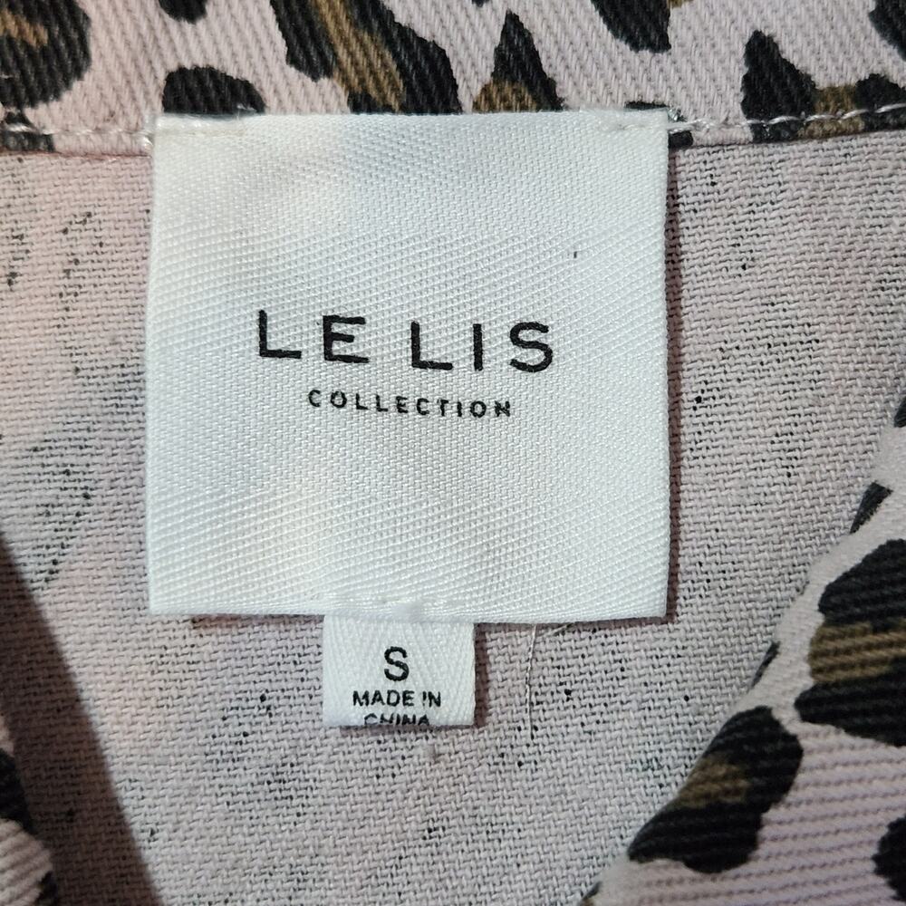 Le Lis leopard print denim jacket button front size S - Picture 4 of 7